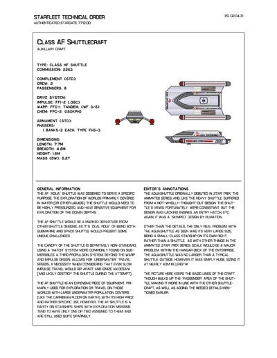 Starfleet Starship Recognition Manual - Volume Two: Ships of Support 2268