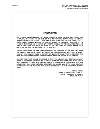 Starfleet Starship Recognition Manual - Volume Two: Ships of Support 2268