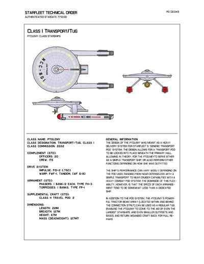 Starfleet Starship Recognition Manual - Volume Two: Ships of Support 2268