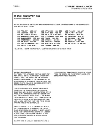 Starfleet Starship Recognition Manual - Volume Two: Ships of Support 2268