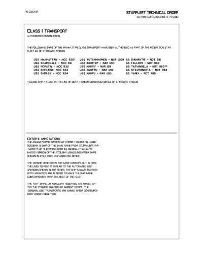 Starfleet Starship Recognition Manual - Volume Two: Ships of Support 2268
