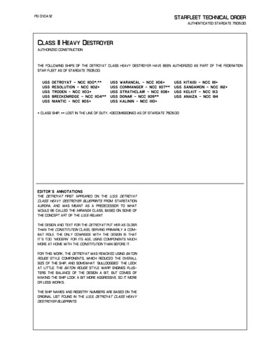 Starfleet Starship Recognition Manual - Ships of the Baton Rouge Era