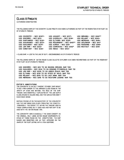 Starfleet Starship Recognition Manual - Ships of the Baton Rouge Era