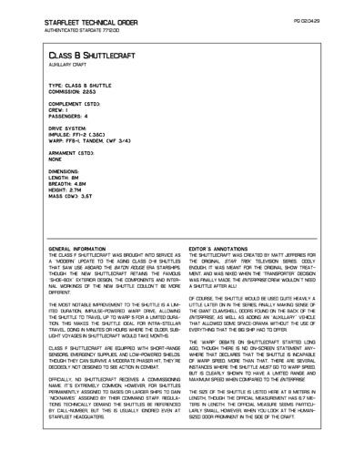 Starfleet Starship Recognition Manual - Ships of the Baton Rouge Era