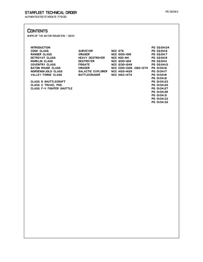 Starfleet Starship Recognition Manual - Ships of the Baton Rouge Era
