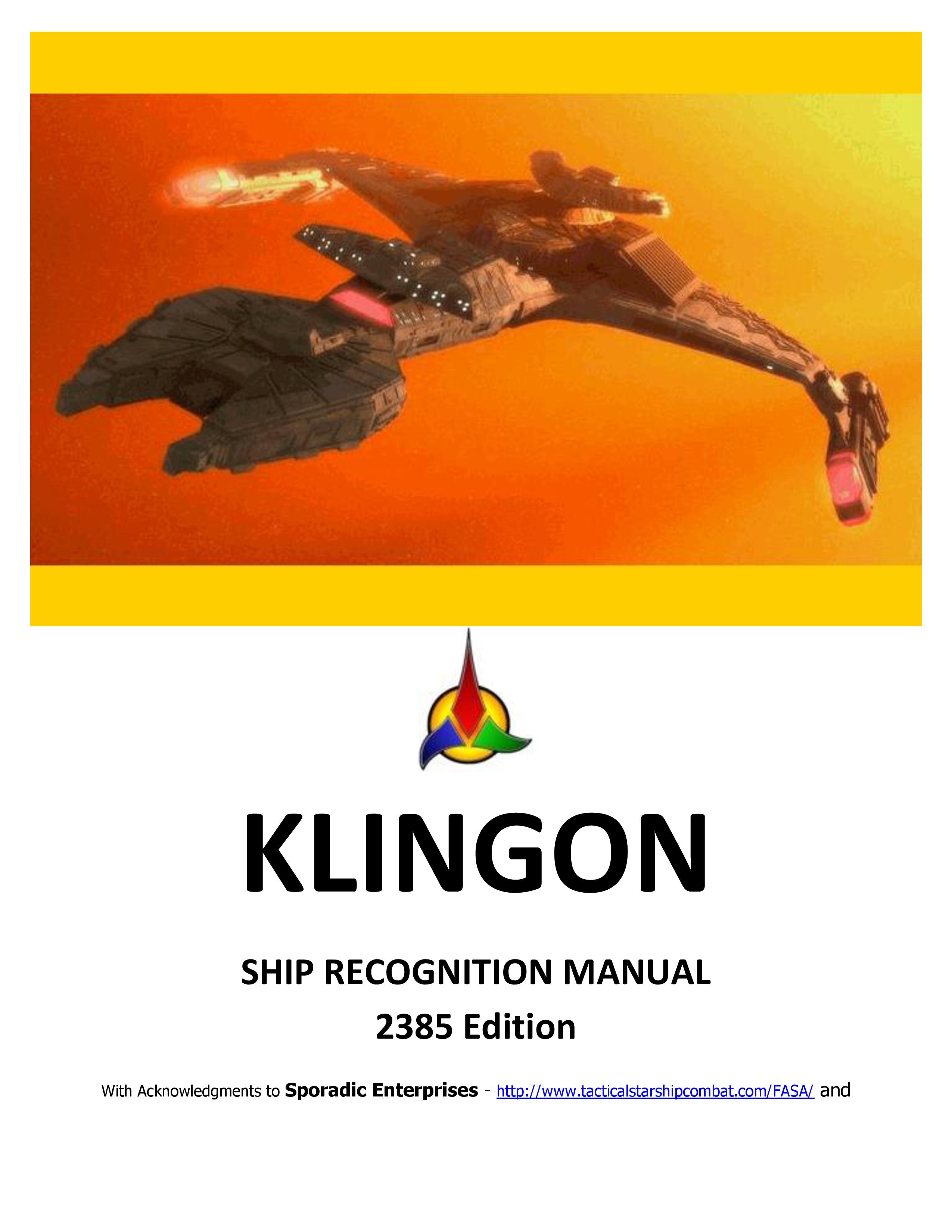 こりん星ページ Klingon Ship Recognition Manual - 2385 Edition