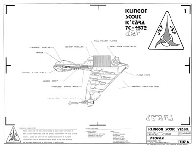 K'Tara Klingon Scout Vessel Blueprints