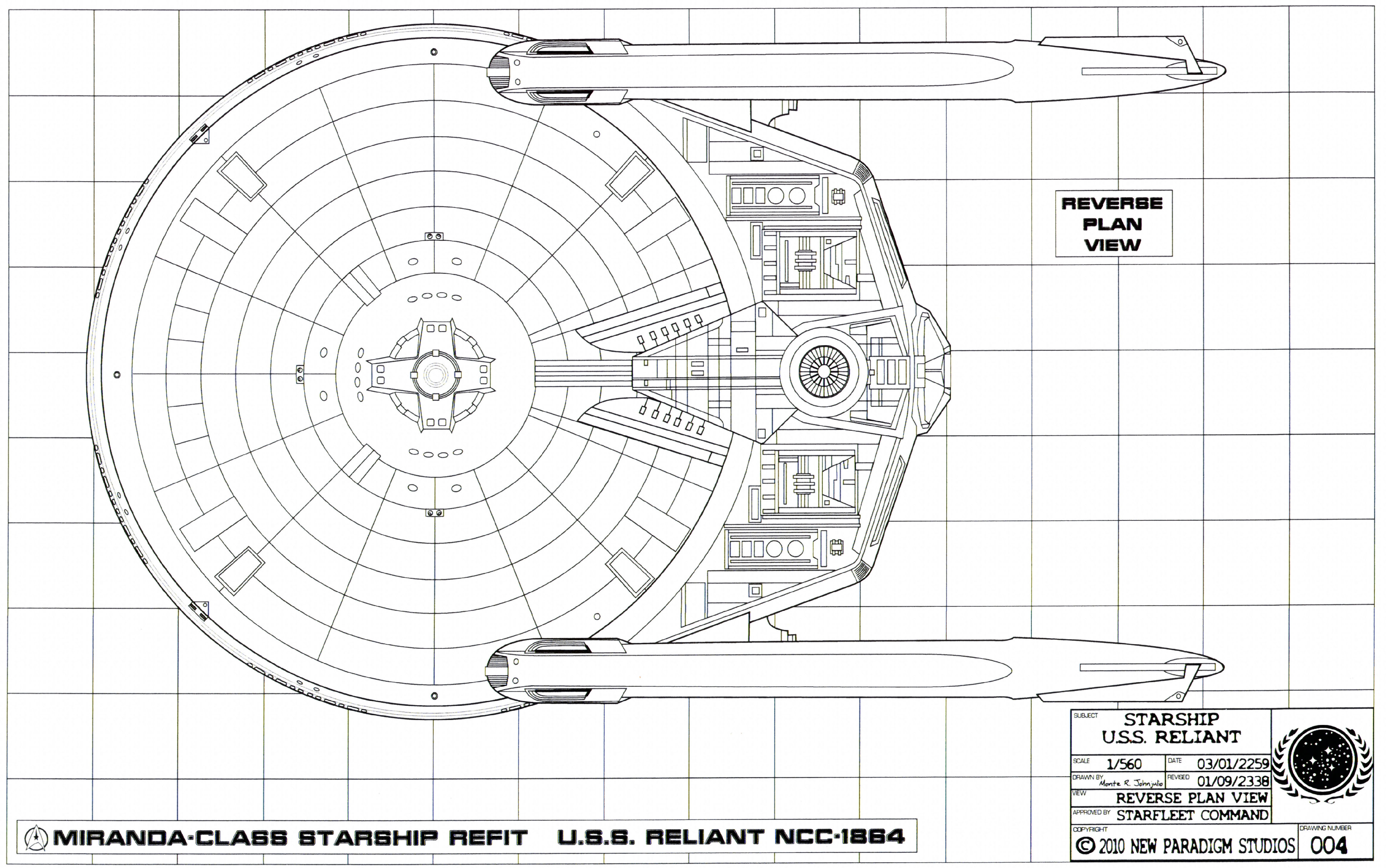 Star Trek Blueprints: Miranda Class Starship Refit - U.S.S. Reliant NCC ...