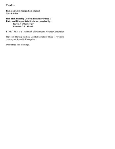 Romulan Ship Recognition Manual - 2385 Edition