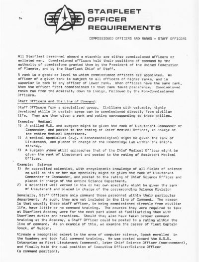 Starfleet Officer Requirements - Volume I