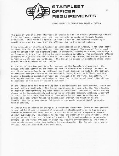 Starfleet Officer Requirements - Volume I