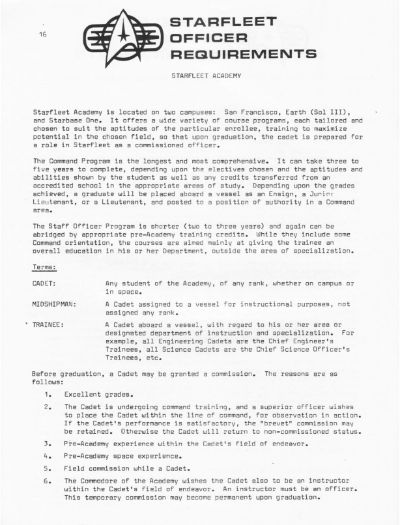 Starfleet Officer Requirements - Volume I