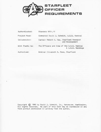 Starfleet Officer Requirements - Volume I