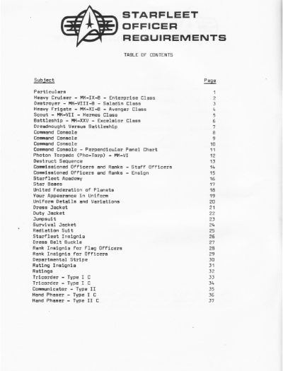 Starfleet Officer Requirements - Volume I