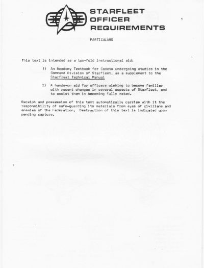 Starfleet Officer Requirements - Volume I