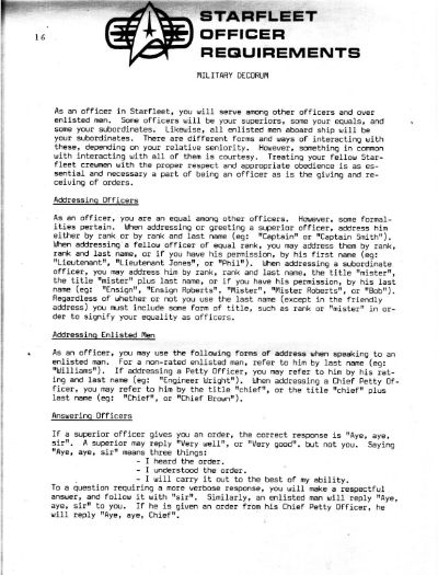 Starfleet Officer Requirements - Volume II