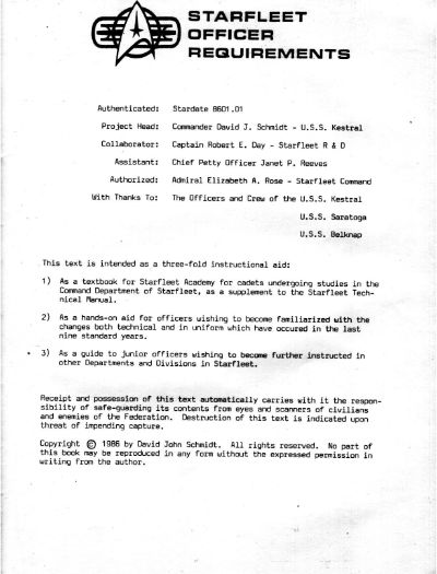 Starfleet Officer Requirements - Volume II