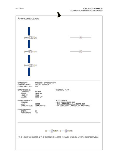 Star Fleet Starship Recognition Manual: Aphrodite Mission Spacecraft