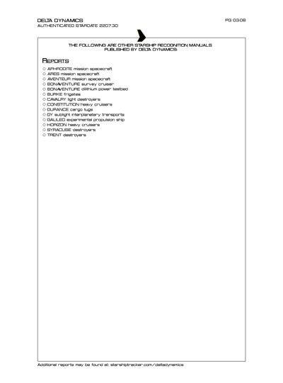 Star Fleet Starship Recognition Manual: DY Sublight Transports
