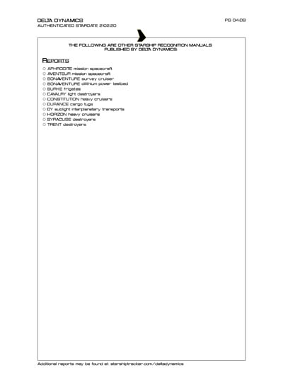 Star Fleet Starship Recognition Manual: Aphrodite Mission Spacecraft