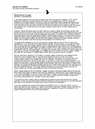 Star Fleet Starship Recognition Manual: Aphrodite Mission Spacecraft