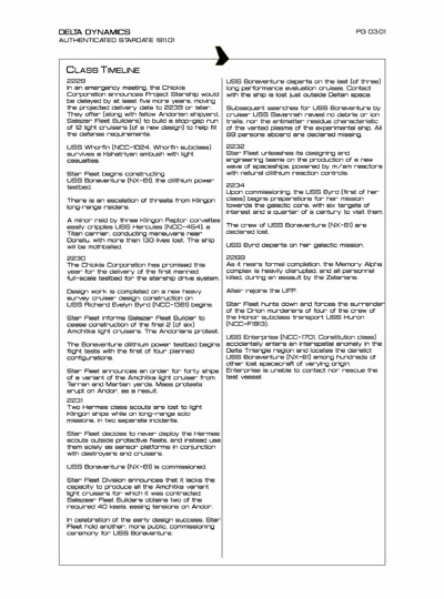 Star Fleet Starship Recognition Manual: Bonaventure Testbed