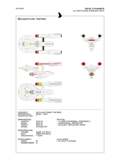 Star Fleet Starship Recognition Manual: Bonaventure Testbed