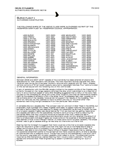 Star Fleet Starship Recognition Manual: Burke Frigates