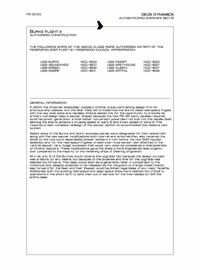 Star Fleet Starship Recognition Manual: Burke Frigates