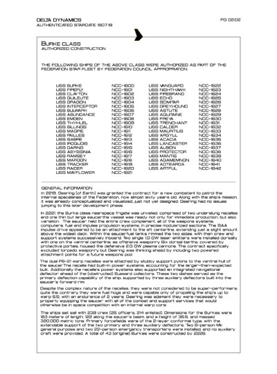 Star Fleet Starship Recognition Manual: Burke Frigates