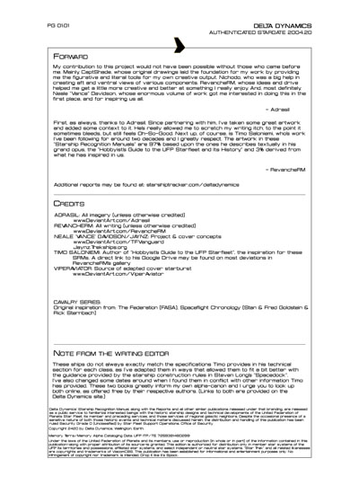 Star Fleet Starship Recognition Manual: Cavalry Light Destroyer