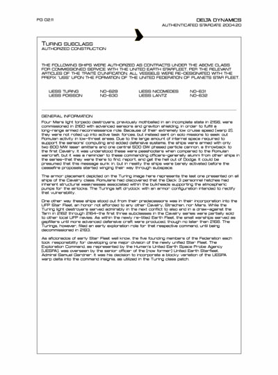 Star Fleet Starship Recognition Manual: Cavalry Light Destroyer