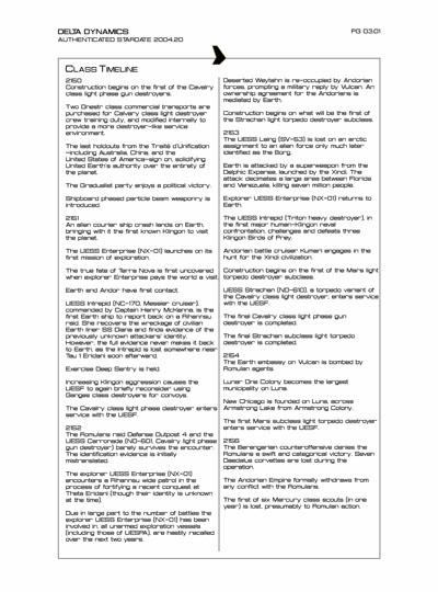 Star Fleet Starship Recognition Manual: Cavalry Light Destroyer