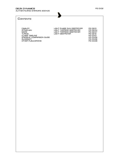 Star Fleet Starship Recognition Manual: Cavalry Light Destroyer