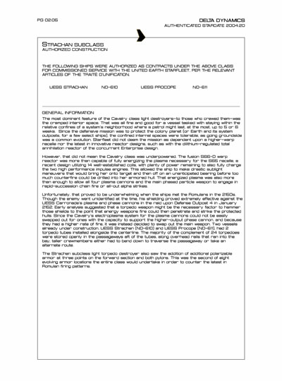 Star Fleet Starship Recognition Manual: Cavalry Light Destroyer