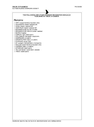 Star Fleet Starship Recognition Manual: TAU: Extrasolar Exploration Vessel