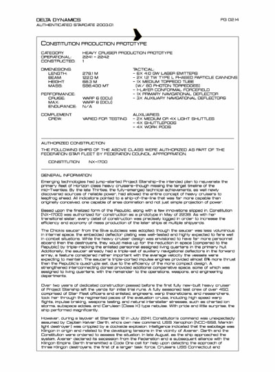 Star Fleet Starship Recognition Manual: Constitution Heavy Cruiser