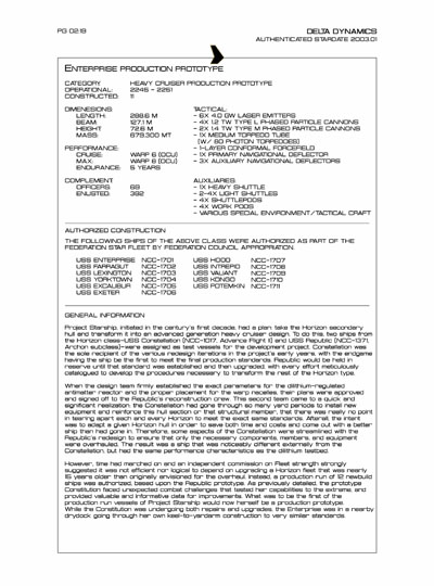Star Fleet Starship Recognition Manual: Constitution Heavy Cruiser