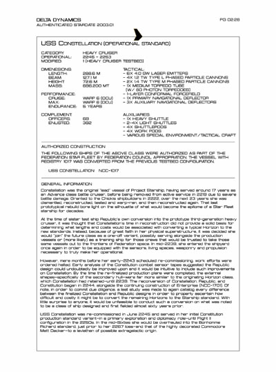 Star Fleet Starship Recognition Manual: Constitution Heavy Cruiser