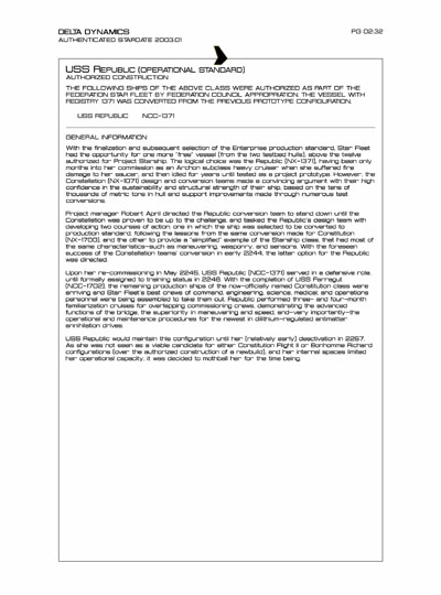 Star Fleet Starship Recognition Manual: Constitution Heavy Cruiser