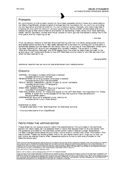Star Fleet Starship Recognition Manual: Durance Transports