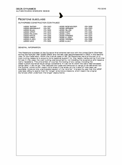 Star Fleet Starship Recognition Manual: Durance Transports