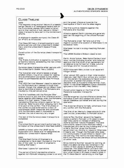 Star Fleet Starship Recognition Manual: Durance Transports
