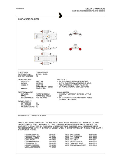 Star Fleet Starship Recognition Manual: Durance Transports