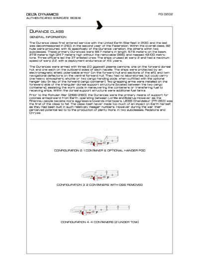 Star Fleet Starship Recognition Manual: Durance Transports
