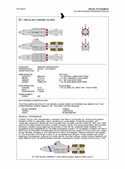 Star Fleet Starship Recognition Manual: DY Sublight Transports