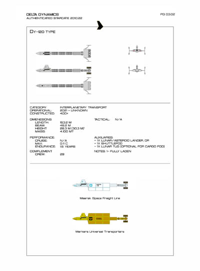 Star Fleet Starship Recognition Manual: DY Sublight Transports