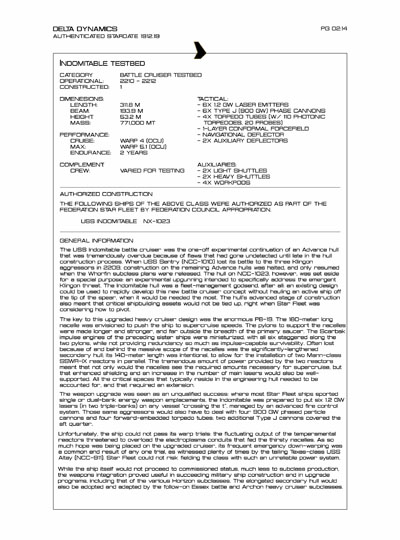 Star Fleet Starship Recognition Manual: Horizon Heavy Cruiser