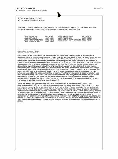 Star Fleet Starship Recognition Manual: Horizon Heavy Cruiser