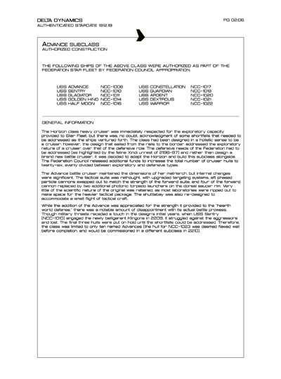 Star Fleet Starship Recognition Manual: Horizon Heavy Cruiser